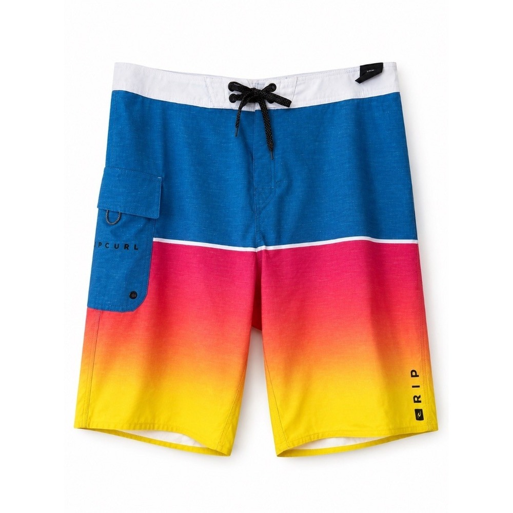 Rip Curl Mens Board Shorts Size 40 Blue Pink Yellow Gradient Colorblock 21in